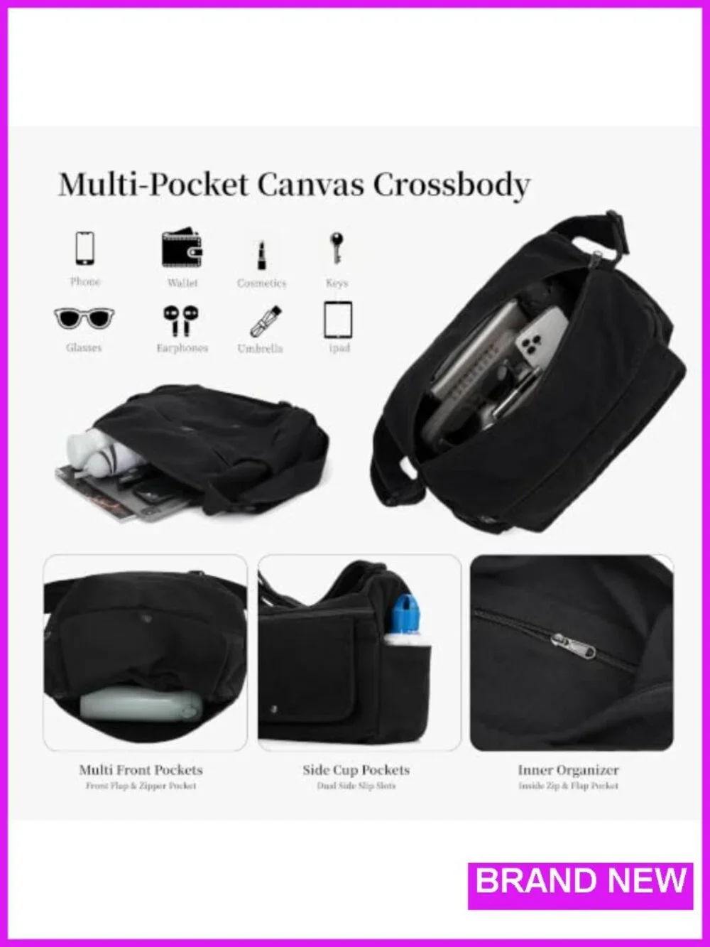 Canvas Messenger Bag Crossbody Satchel Fits 13